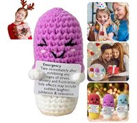 Adorable Crochet Chill Pil, Emotional Support Plush, Emergency Pills, Crochet Stuffed Pill, Stress Relief, Caring Gifts, Get Well Soon, Office Desk Decor, Home Table Decor, Gift for Her (Purple)