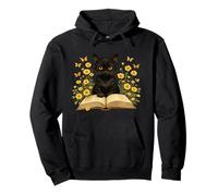 Adorable Curious Black Cat & Book Enchanted Mystical Vintage Pullover Hoodie