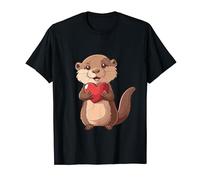 Adorable Cute Otter Holding A Heart T-Shirt