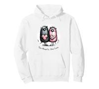 Adorable Cute Valentine Scruffy Cat Couple Pullover Hoodie
