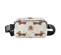 Adorable Dachshund Gingerbread Christmas Pattern Cute Waist Pack Crossbody Bag for Men Women Waterproof Belt Bag Travel Wallet with Adjustable Strap