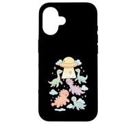 Adorable Dinosaurs UFO Beam Up Kawaii Pastel Case for iPhone 16