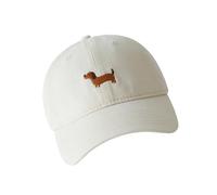 Adorable Dog Embroidery Cotton Baseball Hat With Embroidered Dachshund Fit Strap Casual Sporty Styles Fashionable Dog Pattern Cotton Baseball Hat