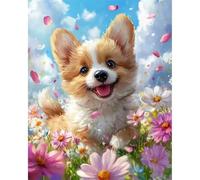 Adorable Dog Flower 500 Piece Jigsaw Puzzles for Adults, Fun jigsaw puzzles 500 pieces, Challenging Puzzle Perfect for Game Nights, Finished Puzzle Size is 52x38cm
