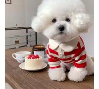 Adorable Dog Striped Shirt for Sm Dogs and Cats - Comfortable, Breathable Fashionable Apparel in Red (M)
