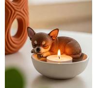 Adorable Dog Tea Light Holder | Cute Cartoon Tealight Candle Holders | Handmade Scented Candlestick, Dogs Memorial Candle Holder Statue | Adorable Home Decor for Pet Lovers, Dog Ornaments Gift