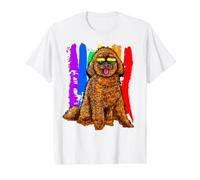 Adorable Dog with Rainbow Heart Glasses Value Graphic T-Shirt, Men, White, S
