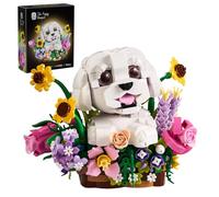 Adorable Dogs Bouquet Succulent Building Blocks,Compatible with Lego Adorable Dogs Artificial Flowers Bonsai,Creative Plants and Animals Decoration Building Toy,Gift for Adults Kids
