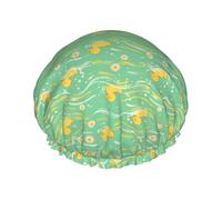 Adorable Duck And Daisy Shower Cap Reusable Waterproof Double Layer Elastic Hair Bath Caps For All Hair Lengths