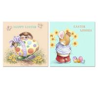 Adorable Easter Greeting Cards, Hedgehog and Bunny Designs, Set of 2