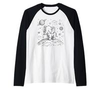 Adorable Elephant Moon Space Explorer Cosmic Doodle Raglan Baseball Tee