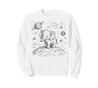 Adorable Elephant Moon Space Explorer Cosmic Doodle Sweatshirt