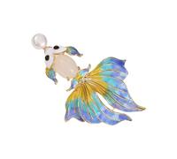 Adorable Enameled Gold Fish Pin Animal Brooch Stylish Accessory For Women Lightweight Decorative Jewelry Accessories Multicolor Fashion Accessory