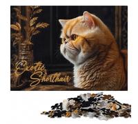 Adorable Exotic Shorthair Art Wooden Puzzle, Adults, 1000 Pieces | For puzzle fans: Jigsaw Puzzle for Adults - home hobby for puzzle fans over several sessions.