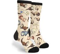 Adorable Ferret Unisex Athletic Crew Sock Casual Warmer Sock Comfortable Hiking Socks For Climbing Outdoor Camping