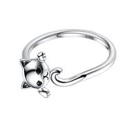 Adorable Finger Girl Cat Pattern Sterling Silver