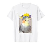Adorable Flower Crown Cockatiel Portrait Artwork Pet Gift T-Shirt