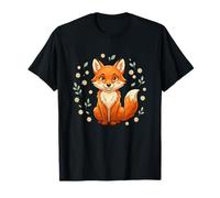 Adorable Forest Fox Surrounded by Flowers T-Shirt