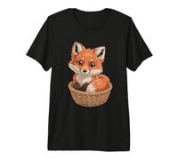 Adorable Fox in Basket Kawaii Animal Premium T-Shirt