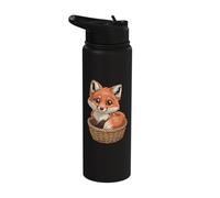 Adorable Fox in Basket Kawaii Animal Stainless Steel Insulated Water Bottle
