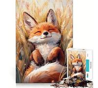 Adorable Fox Relaxing in Golden Wheat Fields 1000 Piece Jigsaw Puzzles Logic Play DownTime Game Family Enjoyable Xmas Santa Gift (50x75cm)
