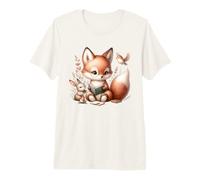 Adorable Fox with Books and Friends Premium T-Shirt