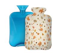 Adorable Foxes Autumn Leaves Hot Water Bottle with Cover, 2L Large Capacity Hot Water Bag for Hot Cold Compress, Hand Feet Warmer, Neck Shoulder Pain Relief