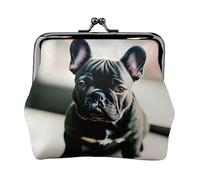 Adorable French Bulldog print Cute Buckle Coin Purses Vintage Pouch Kiss lock Change Purse Wallets for Women Fashion, Black, One Size, Vintage