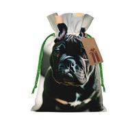 Adorable French Bulldog Print Drawstring linen gifts bag for Christmas Party,holiday packaging presents bags.