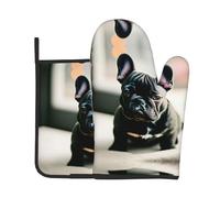 Adorable French Bulldog Print Oven Mitt & Pot Holder Set, A Must-Have for Kitchen Oven Microwave Grill