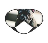 Adorable French Bulldog Print Silk Like Sleep Eye Mask Comfortable Blindfold Adjustable Soft Eye mask for Sleep