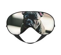 Adorable French Bulldog Print Soft Eye Mask with Adjustable Strap Sleep Shade Cover for Airplane Travel Nap