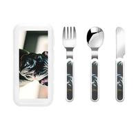Adorable French Bulldog Print Stainless Knife Fork Spoon 3-Piece Set,Flatware Cutlery Set with Storage Case