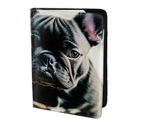 Adorable French Bulldog print Travel Wallet Passport Holder Case for Family Leather Passport Cover for Men Women, Black, One Size