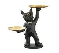 Adorable French Bulldog Statue Ornaments Home Decor, Resin Dog Sculpture Storage Tray, Bulldog Figurine Ornament for Living Room Table Decoration Gifts