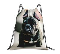 Adorable French Bulldog Women Men String Backpack Portable Drawstring Bag Durable Drawstring Backpack For Beach Hiking Picnic