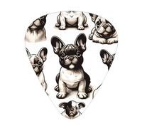 Adorable-French-Bulldogs 12 Pack Guitar Picks With 3 Thicknesses And Storage Box, Abs Plectrums For Electric Bass Guitar Players