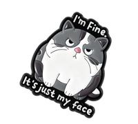 Adorable Funny Enameled Pin Brooch Showing Sarcastic Expression and I ' m Fine Phrase Lapel Badge Jewelry Piece Funny Brooch