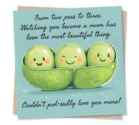 Adorable Funny New Baby Congratulations Card For New Mum, Mother - Cute - From Two Peas To Three - For Wife, Partner