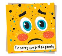 Adorable Get Well Soon Card For a Loved one - I'm Sorry You Feel So Poorly - Unwell - Sad Face - I'm Right Here - For a Friend, Bestie, Family, Relative, Colleague, Partner