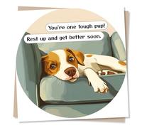 Adorable Get Well Soon Card For a Loved one - You're One Tough Pup - Rest Up and Get Better Soon - Dog, Animal, Pet - For a Friend, Bestie, Family, Relative, Colleague, Partner