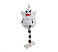 Adorable Ghost Bell Wind Chime - Cute Resin Halloween Hanging Ornaments with Wooden Bead & Bone Chain, Funny White Ghost Decoration for Home, Garden, Porch, or Party Decor (3 Assorted)
