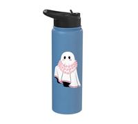 Adorable Ghost Pink Pearl Necklace Hearts Stainless Steel Insulated Water Bottle