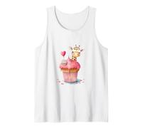 Adorable Giraffe in Pink Cupcake Sweet Heart Design Tank Top