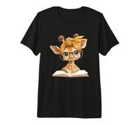 Adorable Giraffe Reading Bookworm Design Premium T-Shirt