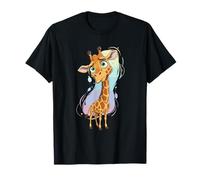 Adorable Giraffe with Big Eyes Pastel Rainbow T-Shirt