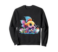 Adorable Goldfish Cartoon Underwater Scene Vibrant Fish Lov Sweatshirt