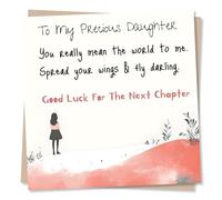 Adorable Good Luck Card For A Precious and Special Daughter - New Chapter, Mean The World To Me - Spread Your Wings, Fly Darling - Exams, Success, House - For Your Child, Loved One