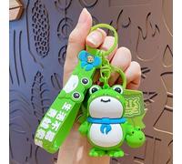 Adorable Green Frog Pendant Keychain Creative 3D Cartoon Animal Charm Accessories for Women Men Whimsical Bag Backpack Purse Car Keys Hanging Ornament Jewelry Gift for Friends