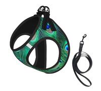 Adorable Green Peacock,Pet Harness,Adjustable Reflective Dog Harness,Pet Leash Vest,S